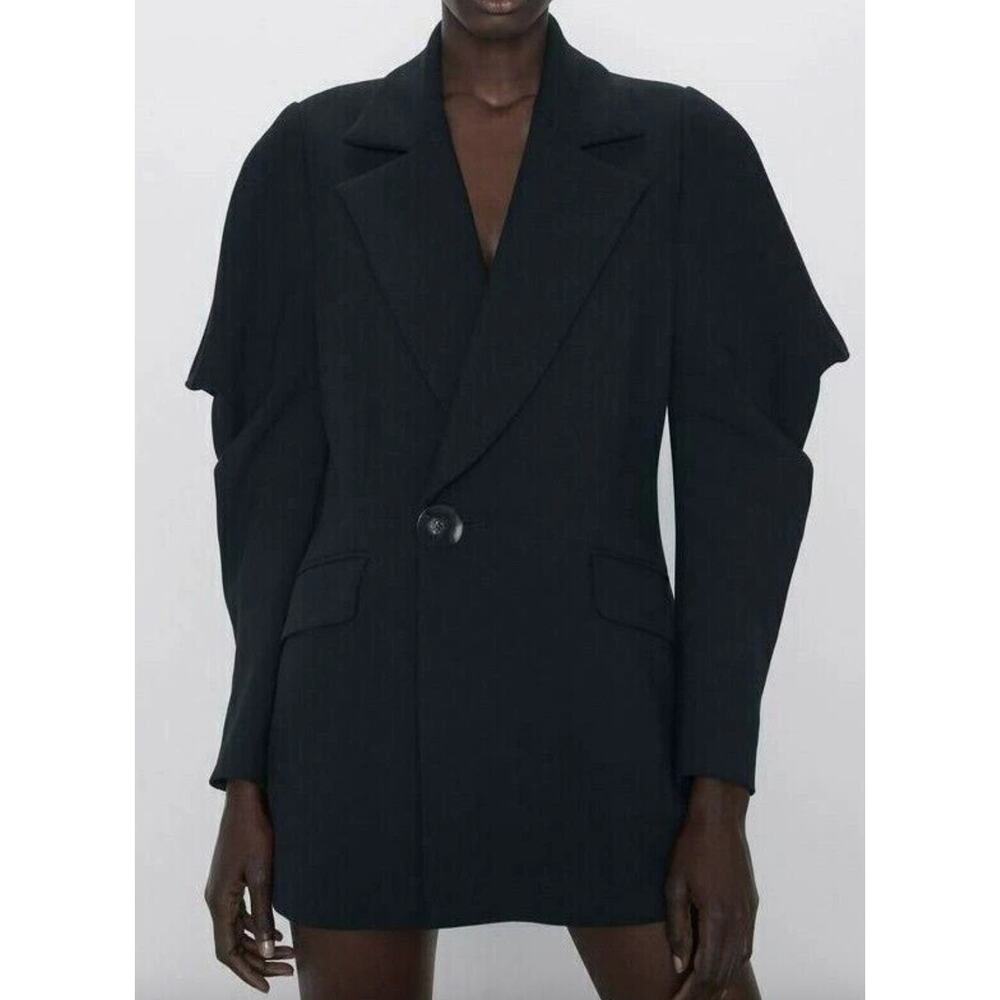 Zara Midnight Black Structured Blazer
